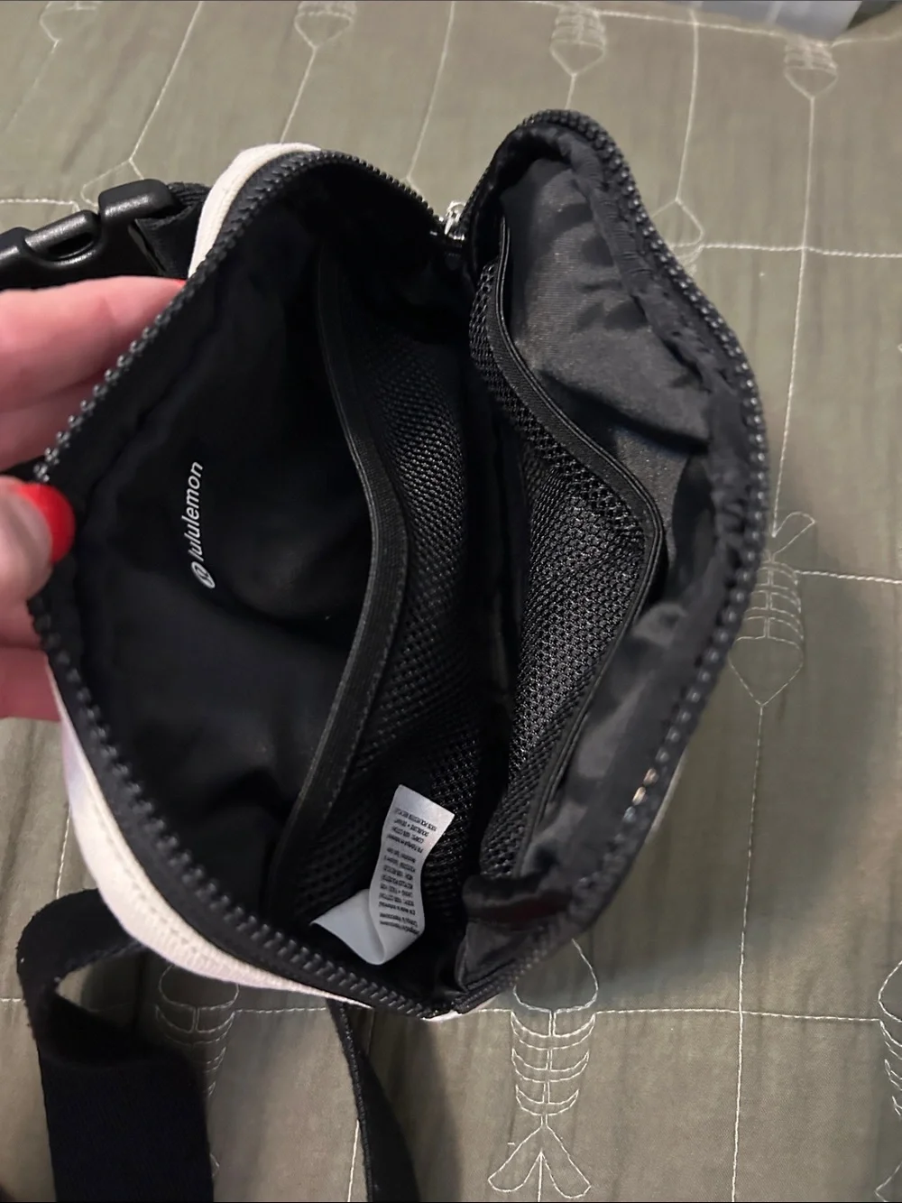 lululemon athletica Cream Crossbody Belt Bag with Black Strap